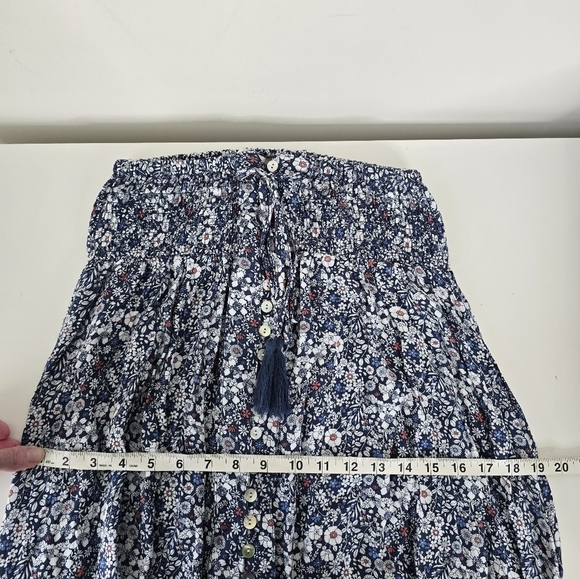 NWT Ava Christine Front Slit Smocked Floral Print Maxi Skirt Button Front S Boho - Picture 11 of 14